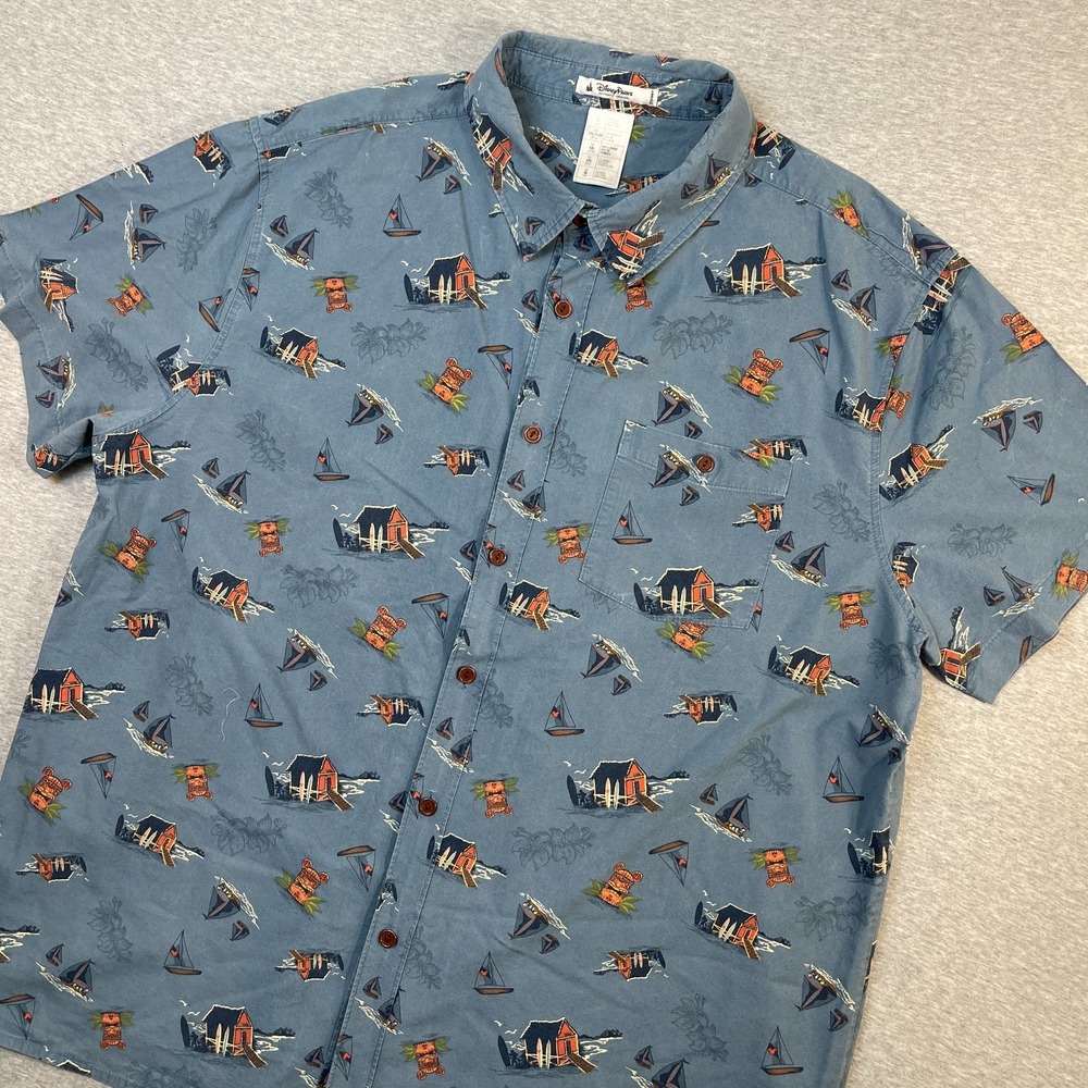 Disney Parks Aulani Hawaii Shirt Mens XL‎ Extra Large Rayon Cotton Tiki Mickey - Picture 2 of 8